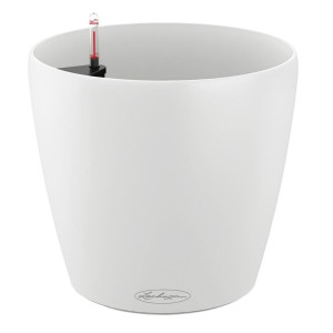 LECHUZA CLASSICO Color 60 White Poly Resin Table Self-watering Planter with Substrate and Water Level Indicator D60 H cm, 90L