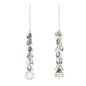 Christmas Tree Decor Clear Drop Icicle Trim, Set of 2, Clear, H15 cm by Premier Decorations