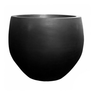 Fibrestone Jumbo Black Orb M Round Black D43 H44.5 cm Planter by Idealist Premium, 98L