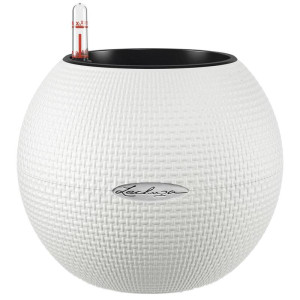 LECHUZA PURO Color 20 White Poly Resin Table Self-watering Planter with Substrate and Water Level Indicator D20 H16 cm, 5L