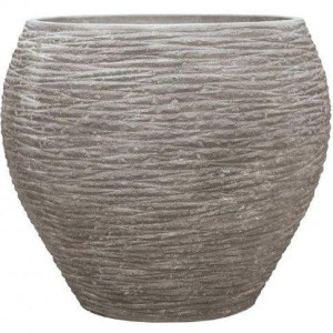 Polystone Coated Dolcie Round Raw Grey S Large D50 H53 cm Planter IN\\OUT, 104L
