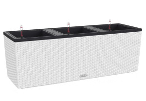 LECHUZA TRIO Cottage 40 White Floor Self-watering Planter Plant Pot with Substrate and Water Level Indicator H44 L130 W42 cm, 3x31L
