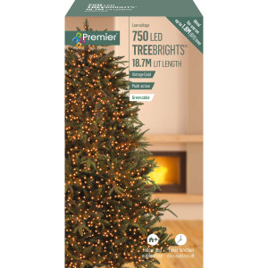 750 LED Bulbs Multi Action TREEBRIGHTS Christmas Garland with Lights Vintage Gold, Indoor/Outdoor, For 6ft Tree by Premier Decorations