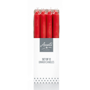 Christmas Advent Dinner Candles, Set of 12, Red, H25 cm by Premier Decorations