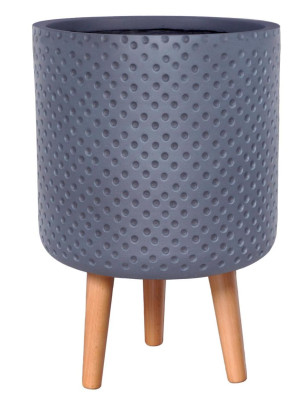 IDEALIST | Dotted Style Grey Cylinder Planter with Legs, Round Indoor Plant Pot Stand for Indoor Plants by Idealist Lite D30.5 H46 cm, 18.5L