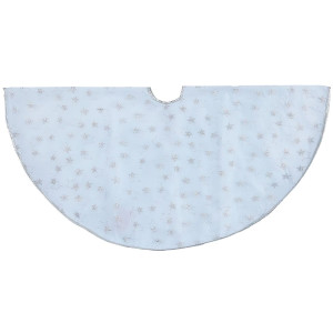 Christmas Tree Skirt Glitter Stars Silver Pattern, White, D100 cm by Premier Decorations