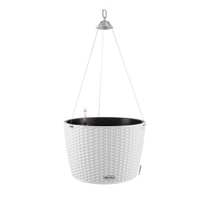 LECHUZA NIDO Cottage 35 White Self-watering Hanging Planter Plant Pot with Substrate and Water Level Indicator D35 H23 cm, 11L