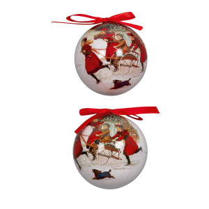 Christmas Tree Decor Baubles Victorian Children Paper Balls in Display Box, Red, D7.5 cm by Premier Decorations
