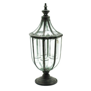 Rounded Metal Antique Garden Dark Silver Lantern with Tealight Holder by Minster, H77 cm