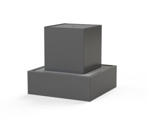 IDEALIST | Aluminium Square Fountain Waterblock Natural Grey W70 H70 L70 cm