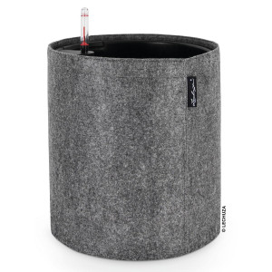 LECHUZA TRENDCOVER 32 Felt Dark Grey Floor Self-watering Planter with Substrate and Water Level Indicator D32 H33 cm, 13L