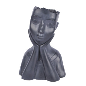 IDEALIST | Bust Black Face Planter, Oval Indoor Head Plant Pot for Indoor Plants by Idealist Lite L27 W24 H39 cm, 9.5 liters
