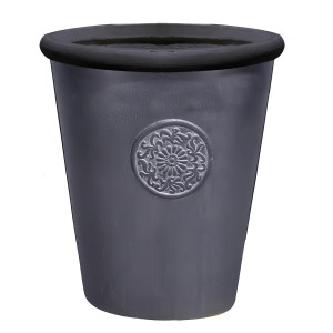 IDEALIST | Rustic Style Rolled Rim Black Garden Round Garden Planter Vase, Outdoor Plant Pot by Idealist Lite D30 H34 cm, 24L