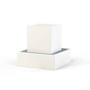 IDEALIST | Aluminium Square Fountain Waterblock White W70 H70 L70 cm