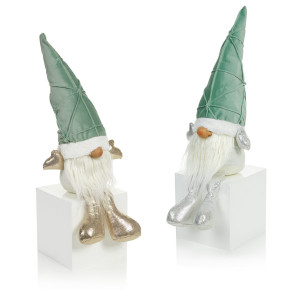 Velvet Christmas Gonk Sitting with Dangley Legs, Green, H47 cm by Premier Decorations
