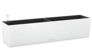 LECHUZA BALCONERA Color 80 White Poly Resin Window Box Self-watering Planter with Substrate and Water Level Indicator H19 L80 W19 cm, 29L
