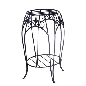 Classic Finial Double Plant Stand Indoor & Outdoor, Black, H50 cm
