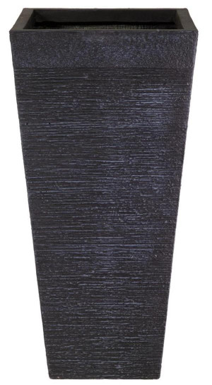 IDEALIST | Ribbed Black Light Concrete Garden Tall Planter, Outdoor Plant Pot with Tapered Shape by Idealist Lite H51 L24 W24 cm, 29L