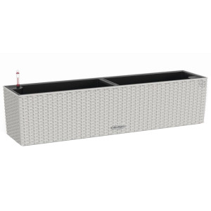 LECHUZA BALCONERA Cottage 80 Light Grey Self-watering Window Box Plant Pot with Substrate and Water Level Indicator H19 L80 W19 cm, 12L