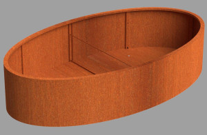 IDEALIST | Corten Ellipse Outdoor Corten Steel Round Rusty Planter W120 H40 L200 cm, 754L