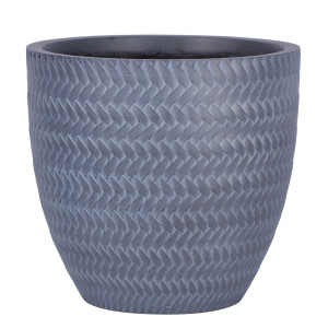 Plaited Style Grey Round Planter Outdoor Plant Pot by Idealist Lite D24 H23 cm, 10.4L