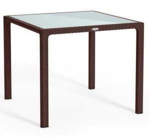LECHUZA Dining Table with Glass Plate Mocha W90 L90 H75 cm