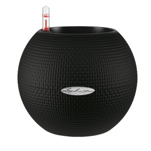 LECHUZA PURO Color 20 Graphite Black Poly Resin Table Self-watering Planter with Substrate and Water Level Indicator D20 H16 L20 W20 cm, 1.2L