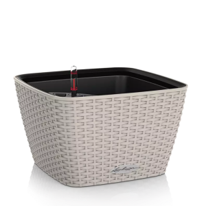 LECHUZA BACINO Cottage 30 Sand Brown Floor Self-watering Planter Plant Pot with Substrate and Water Level Indicator L30 W30 H18 cm, 6L