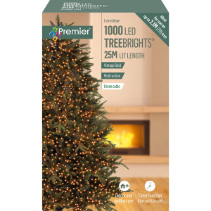 1000 LED Bulbs Multi Action TREEBRIGHTS Christmas Lights Vintage Gold, Indoor/Outdoor, For 7ft Tree by Premier Decorations