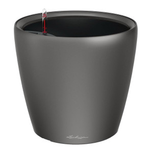 LECHUZA CLASSICO 21 LS Charcoal Poly Resin Table Self-watering Planter with Substrate and Water Level Indicator D21 H20 cm, 7L
