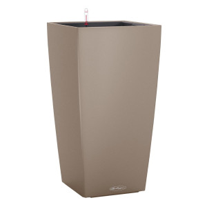 LECHUZA CUBICO Color 30 Sand Brown Poly Resin Floor Self-watering Planter with Substrate and Water Level Indicator H56 L30 W30 cm, 14L