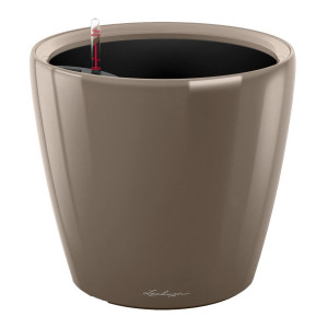 LECHUZA CLASSICO 43 LS Taupe Poly Resin Floor Self-watering Planter with Substrate and Water Level Indicator D43 H40 cm, 58L