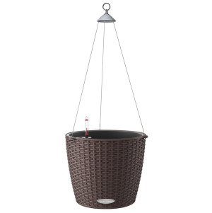 LECHUZA NIDO Cottage 28 Mocha Self-watering Hanging Planter Plant Pot with Substrate and Water Level Indicator D27 H23 cm, 13L