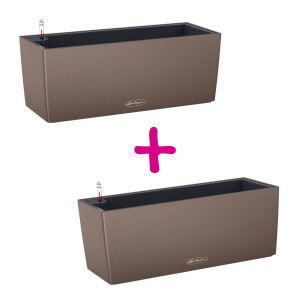Set of two Nutmeg LECHUZA BALCONERA Color 50 Self Watering Table/Window Box Planters: L50 W19 H19 cm, 8 litres Cap + L50 W19 H19 cm, 8 litres Cap