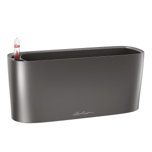 LECHUZA DELTA 20 Charcoal Poly Resin Table Self-watering Planter with Substrate and Water Level Indicator H18 L40 W15 cm, 11L