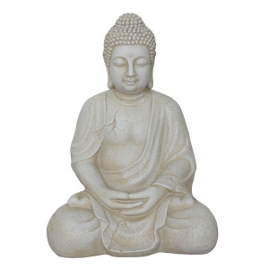 IDEALIST | Buddha Sitting in Mediation Beige Indoor and Outdoor Statue by Idealist Lite L21.5 W17.5 H30.5 cm