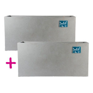 IDEALIST | Set of two IDEALIST Lite Grey Light Concrete Trough Planters: L65 W19 H30 cm, 37 litres Cap + L65 W19 H30 cm, 37 litres Cap