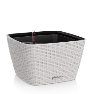 LECHUZA BACINO Cottage 30 Light Grey Floor Self-watering Planter Plant Pot with Substrate and Water Level Indicator L30 W30 H18 cm, 6L
