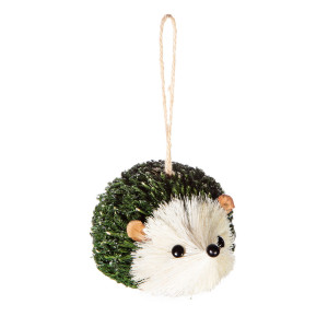 Christmas Tree Decor Hanging Forest Hedgehog, White and Green, H10 cm by Premier Decorations