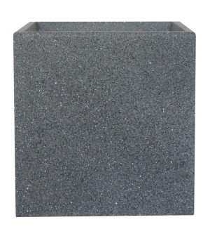 Textured Concrete Effect Square Grey Outdoor Planter by Idealist Lite W24.5 H25.5 L24.5 cm, 15.3L