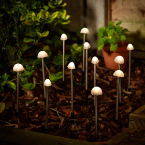 Elan Mushroom Premium Solar Garden Lights Warm White, IP44 (Set of 12)