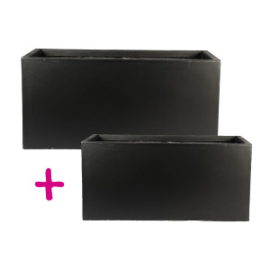 IDEALIST | Set of two IDEALIST Lite Black Light Concrete Trough Planters: L50 W20 H20.5 cm, 21 litres Cap + L60 W30 H30 cm, 54 litres Cap