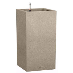 LECHUZA CANTO Stone 40 High Sandy Beige Poly Resin Floor Self-watering Planter with Substrate and Water Level Indicator H76 L40 W40 cm, 29L