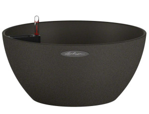 LECHUZA CUBETO Stone 30 Graphite Black Poly Resin Table Self-watering Planter with Substrate and Water Level Indicator D30 H13 cm, 9.2L