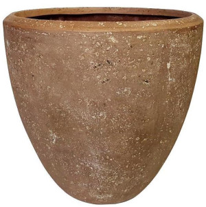 Composits Polystone Rock Plain Couple Brown Small D24 H24 cm Indoor Planter Pot, 11L