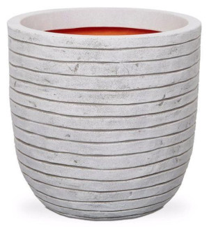 Round Egg Resin White Planter by Cadix Capi Tutch Row D35 H34 cm Small, 33L