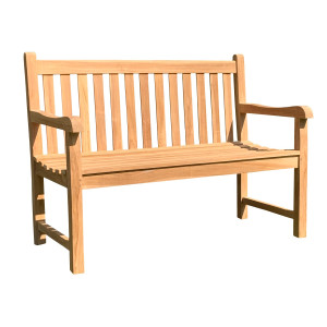 Seat Straight Back Wood Garden Bench by Woodd, 2 Seater 1.2m