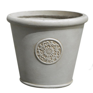 IDEALIST | Rustic Style Rolled Rim Beige Wide Garden Round Garden Planter Vase, Outdoor Plant Pot by Idealist Lite D30.5 H26 cm, 19L