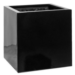 IDEALIST | Square Fiberstone Medium Black H40 L40 W40 cm Planter by Idealist Premium BLOCK Glossy, 64L