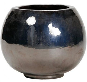 Ceramic Metal Glaze Bowl Medium Glossy Black Planter Pot D47 H38 cm, 66L